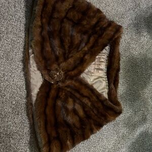 Elegant Brown Fur Shawl